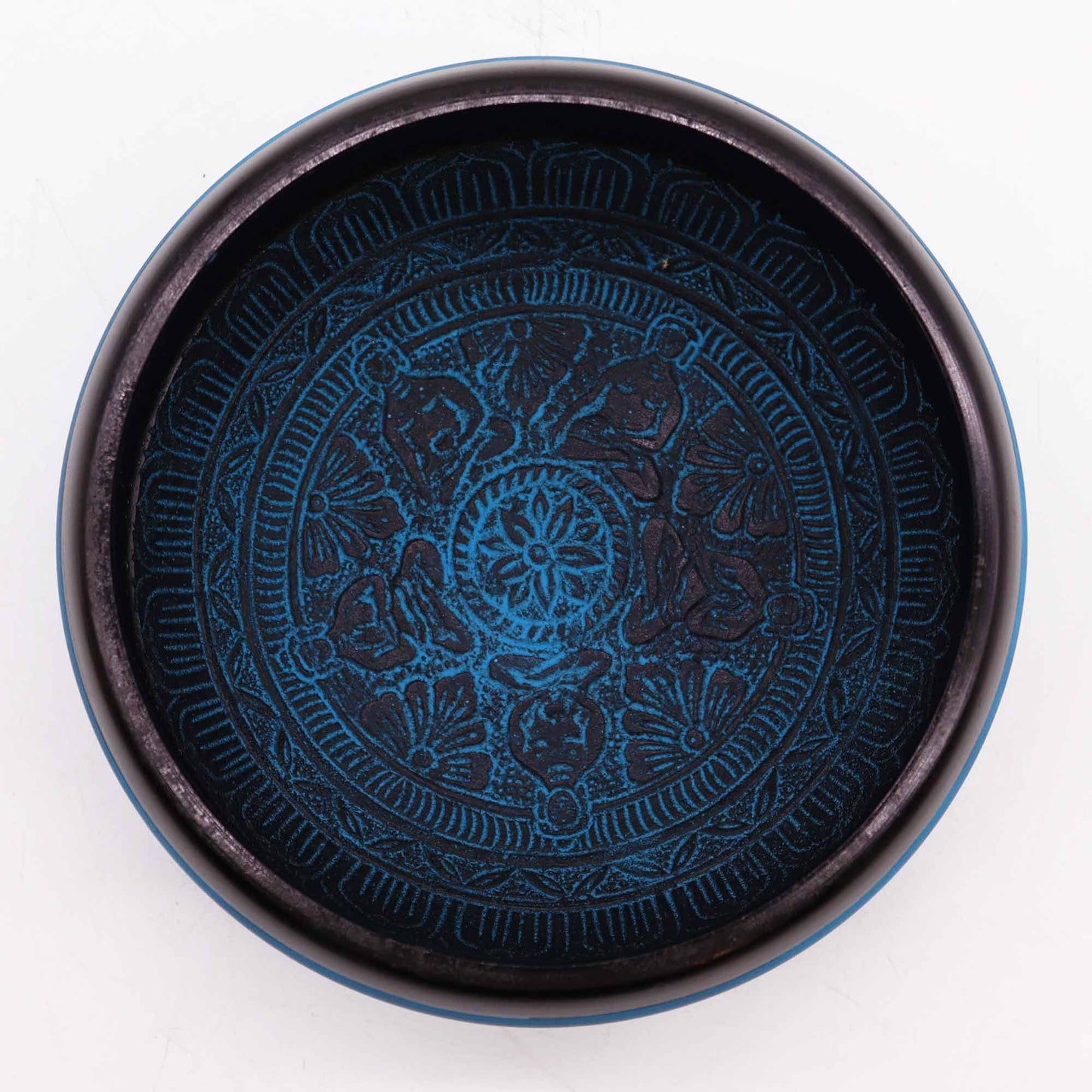Cuenco tibetano Earth Powder - Cinco Budas Mantra Azul - 16 cm