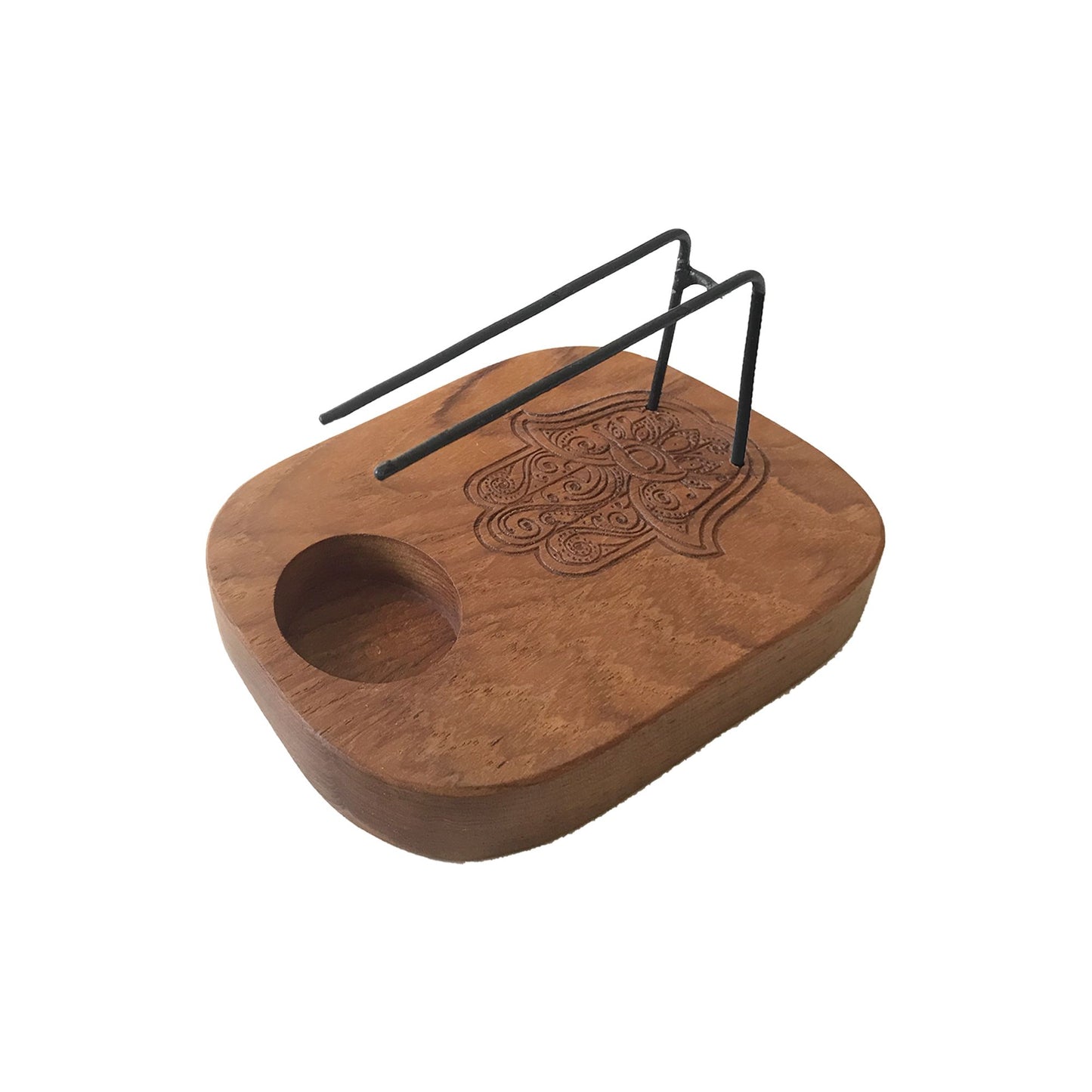 | Calentador Palo Santo - Madera de Teca - Diseño Hamsa