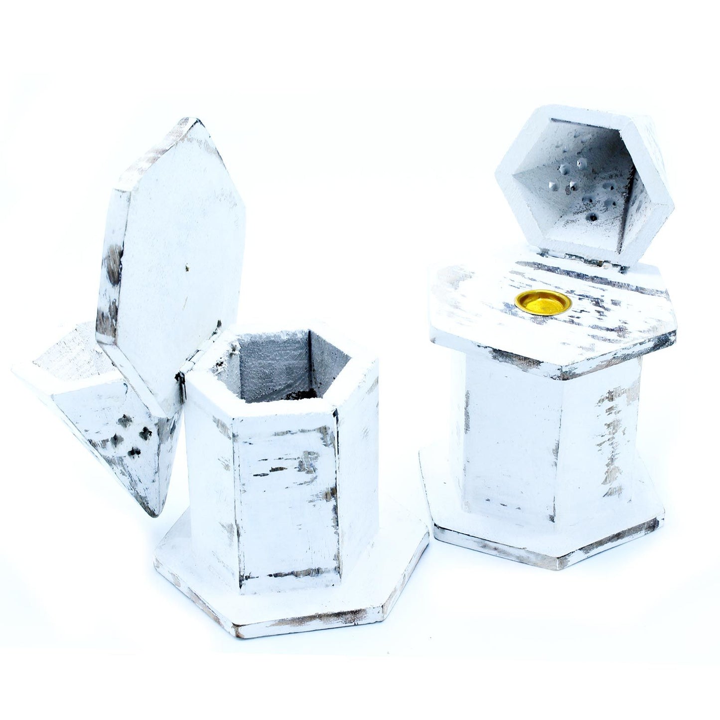 | Porta Incienso Acabado en Blanco - Mini Casa Pirámide