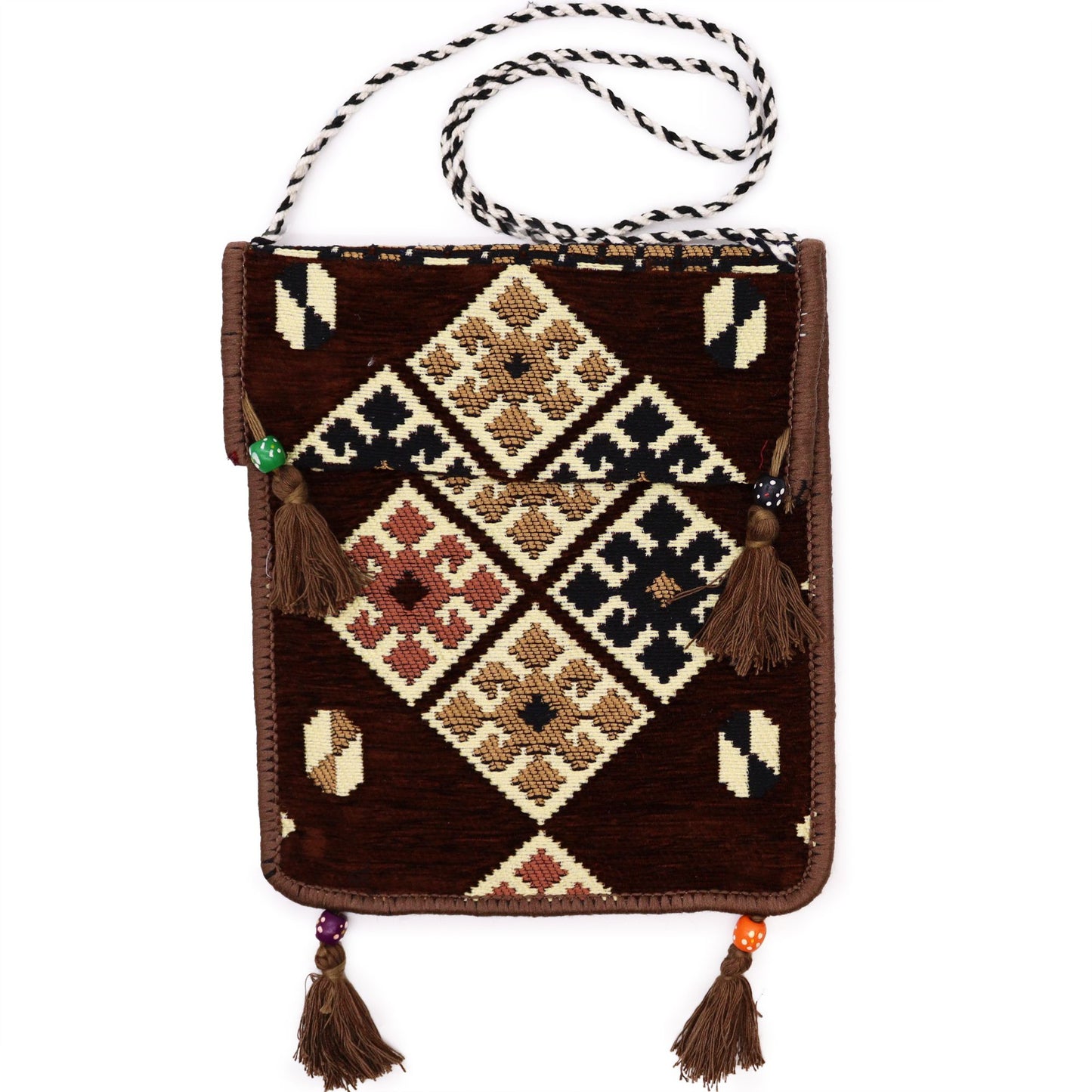 | Bolso bandolera de festival Kilim de chocolate
