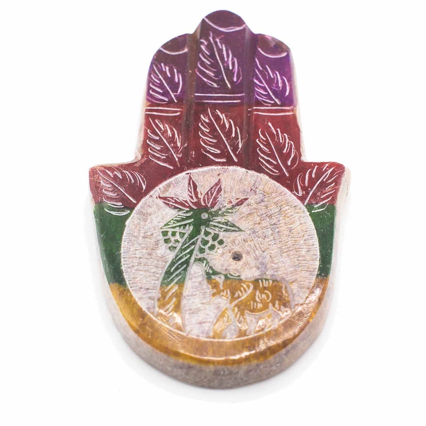 | Porta Incienso Hamsa de Esteatita 9x6cm - Elefante y Palma
