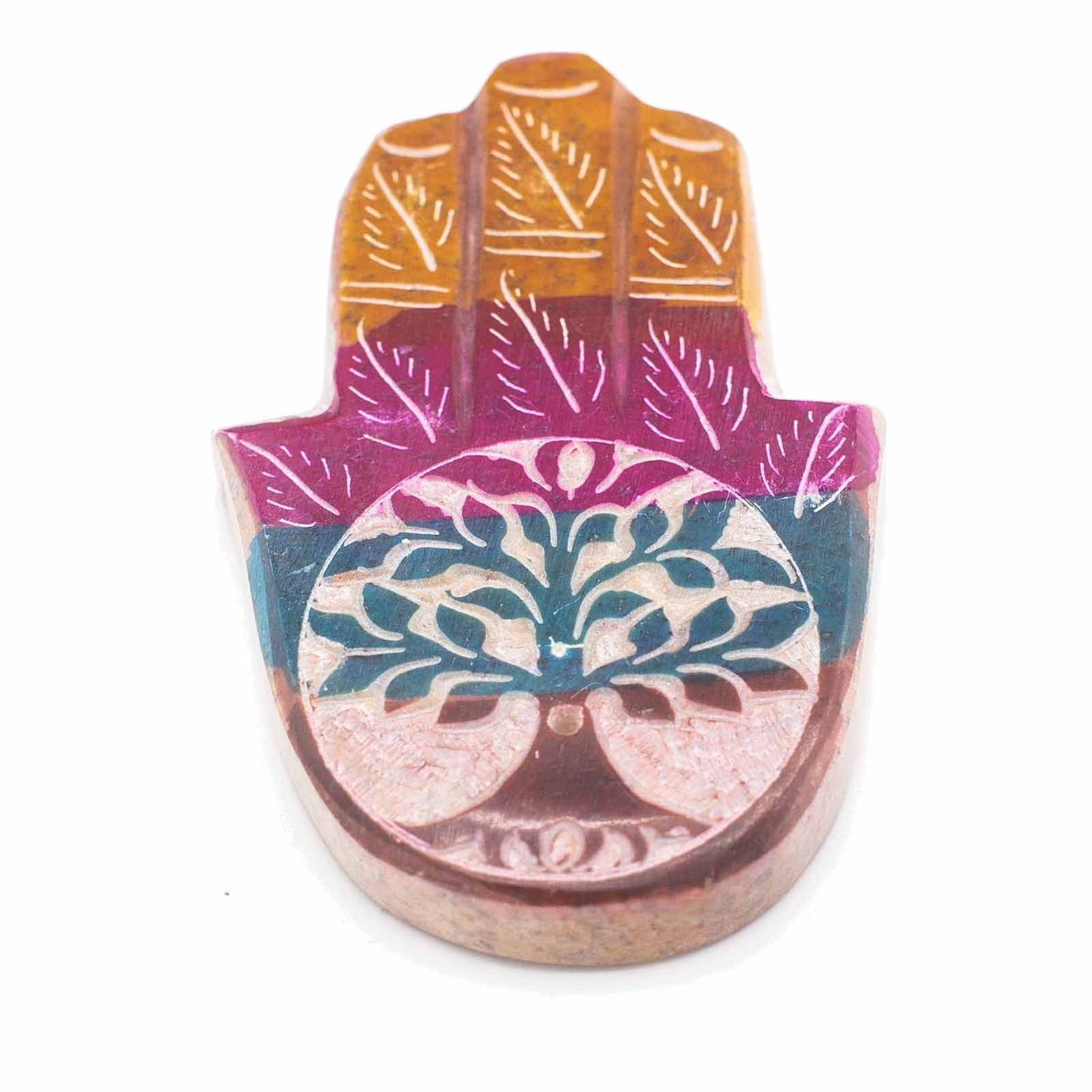 | Porta Incienso Hamsa de Esteatita 9x6cm - Árbol de la Vida
