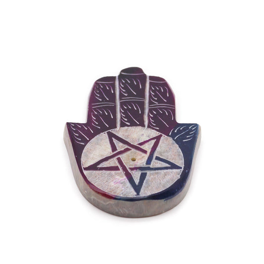 | Porta-incienso Hamsa de esteatita 9x6cm -Pentagono