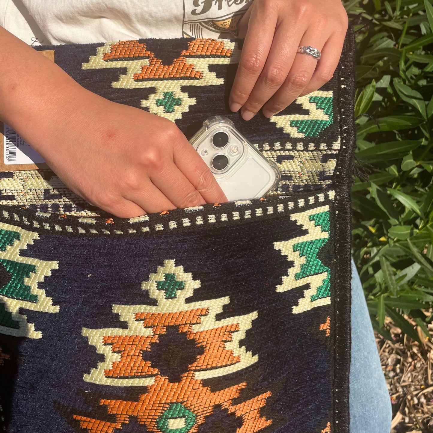 | Bolso bandolera de festival Kilim azul marino oscuro