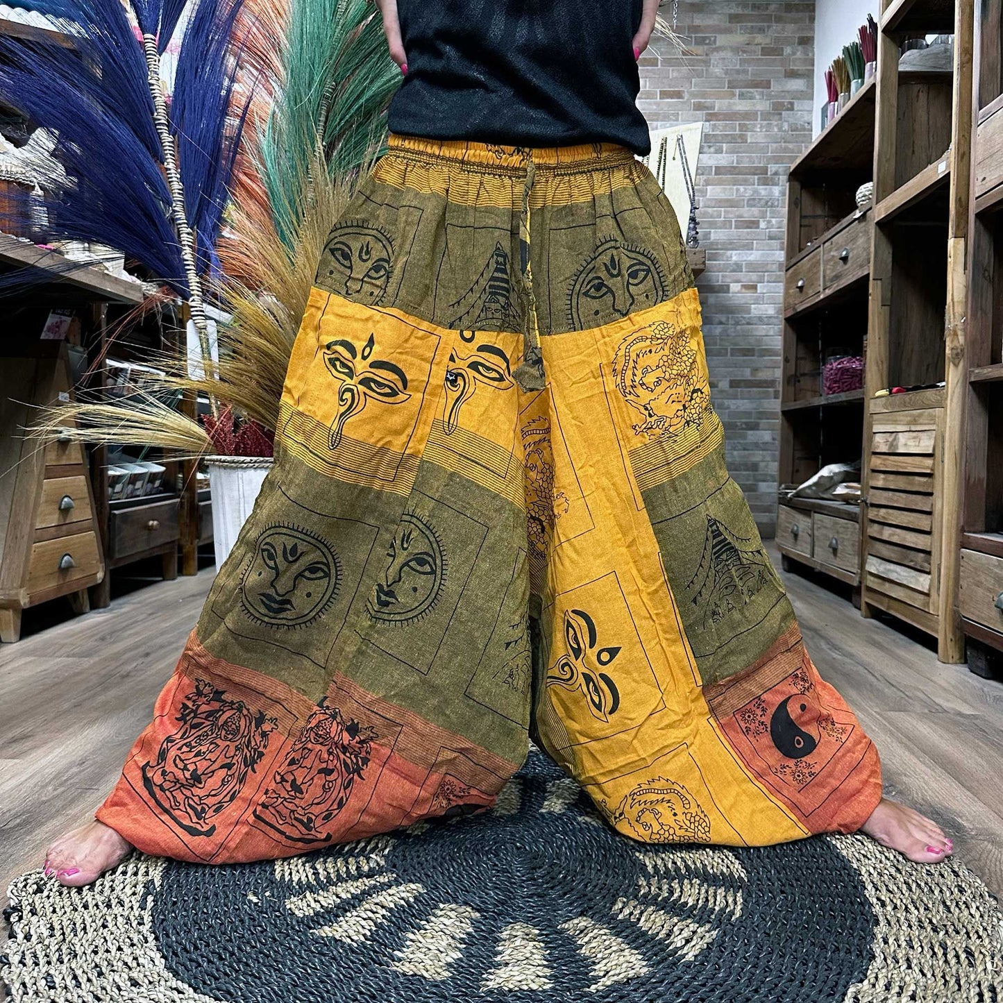 Pantalones de yoga - Aladdin Himalayan Print en naranja