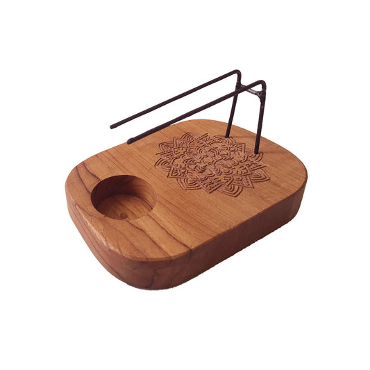 | Calentador Palo Santo - Madera de Teca - Diseño Mandala