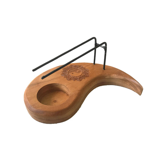 | Calentador Palo Santo Lágrima - Madera de Teca - Diseño Yin y Yang
