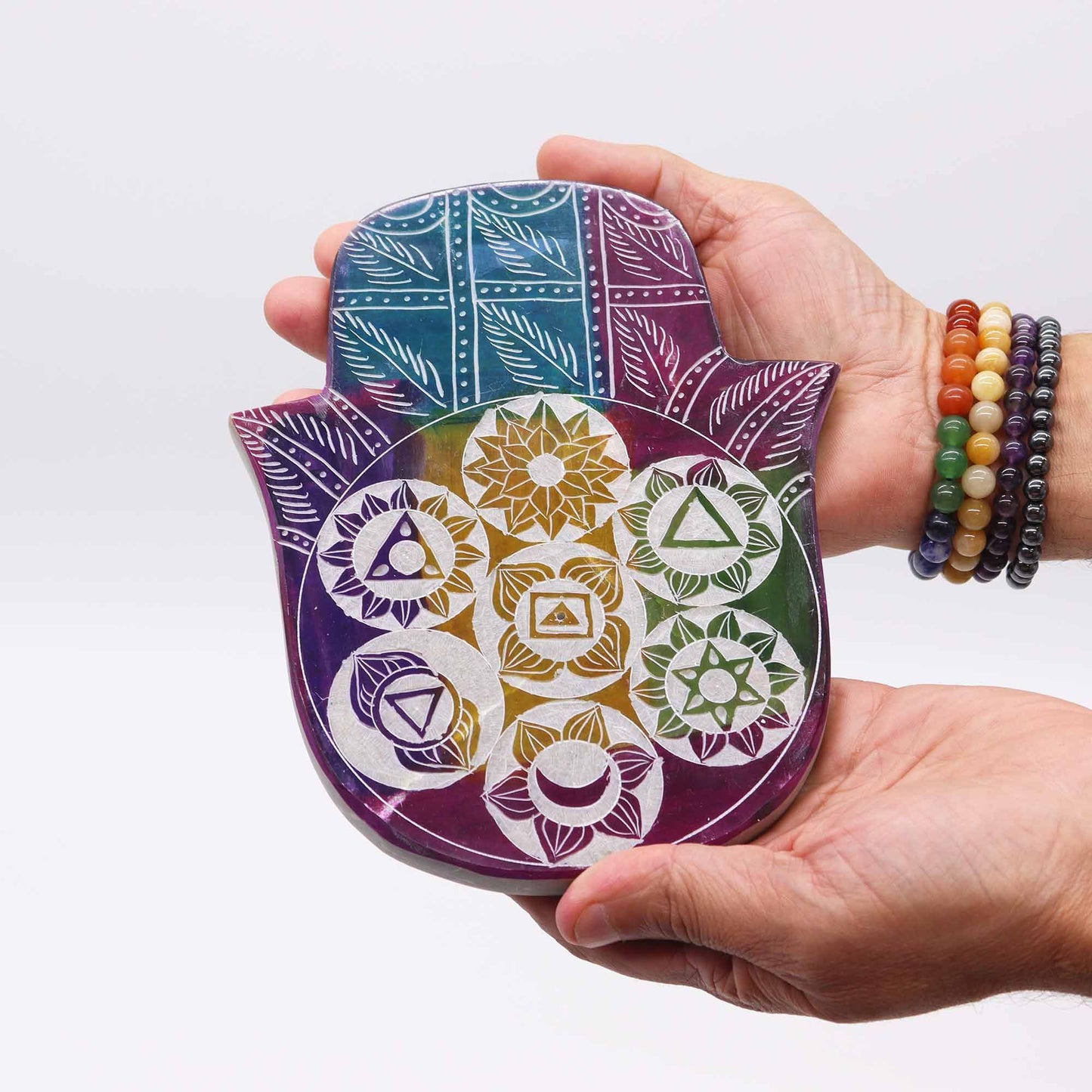 | Porta-incienso Hamsa Grande 18x15x1.2cm - 7 Chakra